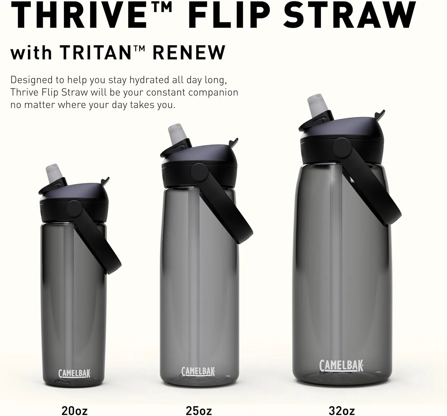 CamelBak Thrive Flip Straw Tritan Renew Water Bottle Oxford, 20oz
