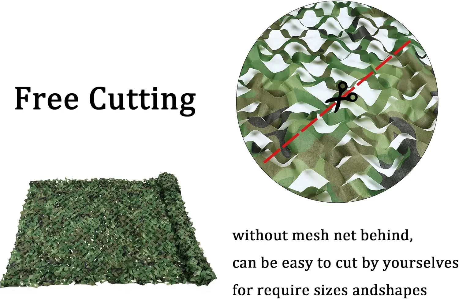 Camo Netting, Bulk Roll Camouflage Netting Woodland, Military Hunting Free Cutting for Hunting Blind Sunshade Shooting Theme Party Decoration