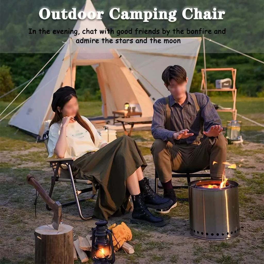 Camping Chair Camping Chair Lightweight Aluminum Alloy Outdoor Folding Chair, Compact Beach Lounge Chair, Ergonomic Fishing Chair with Wooden Armrests, with Hand Strap