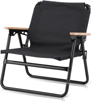 Camping Chair Camping Chair Lightweight Aluminum Alloy Outdoor Folding Chair, Compact Beach Lounge Chair, Ergonomic Fishing Chair with Wooden Armrests, with Hand Strap
