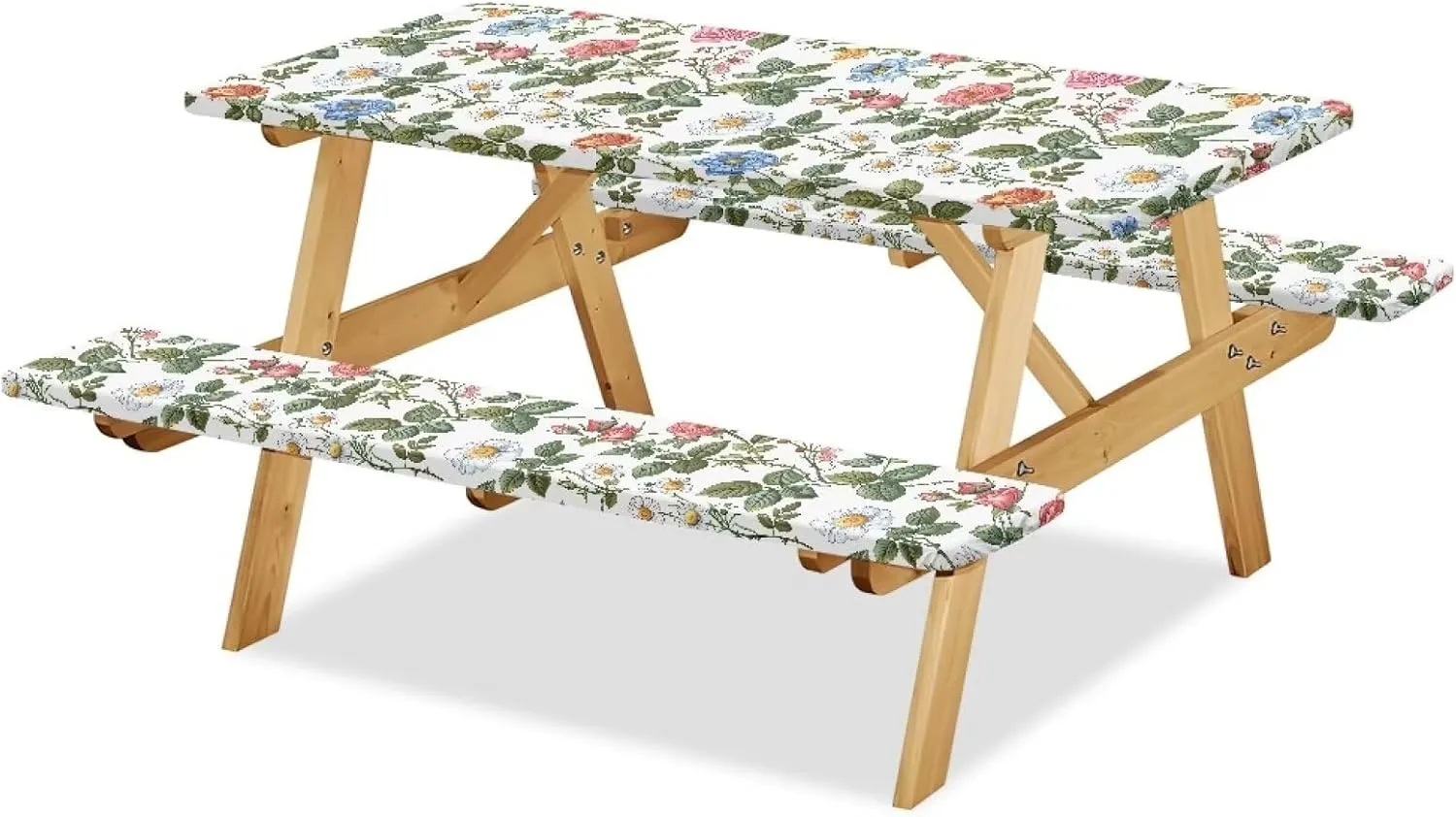 Camping Tablecloth Daisy Rose Aesthetic Soft Waterproof Camping Tablecloth for Picnic Table Elastic Rectangle Picnic Table Covers for Outdoor Camping (72x30 Inch, 3 Pcs)