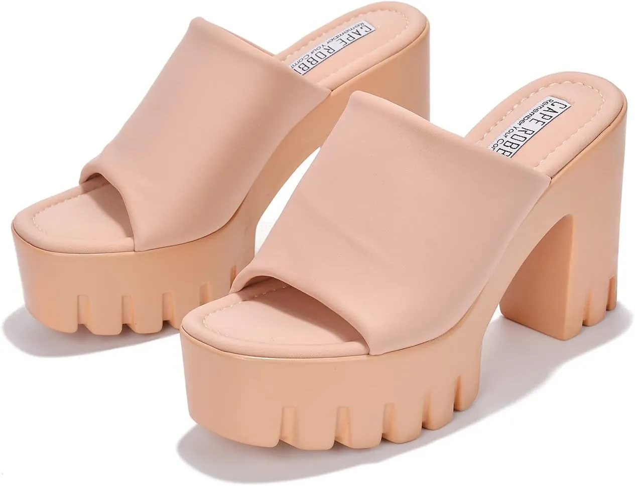 Cape Robbin Women's Round Toe Platform Sandals - Comfortable Block Heel Slip-On Summer Sandals (Echoya)