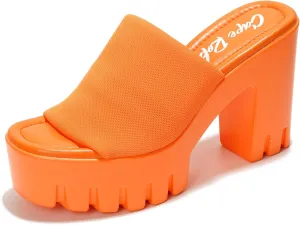 Cape Robbin Women's Round Toe Platform Sandals - Comfortable Block Heel Slip-On Summer Sandals (Echoya)