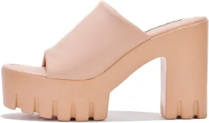 Cape Robbin Women's Round Toe Platform Sandals - Comfortable Block Heel Slip-On Summer Sandals (Echoya)