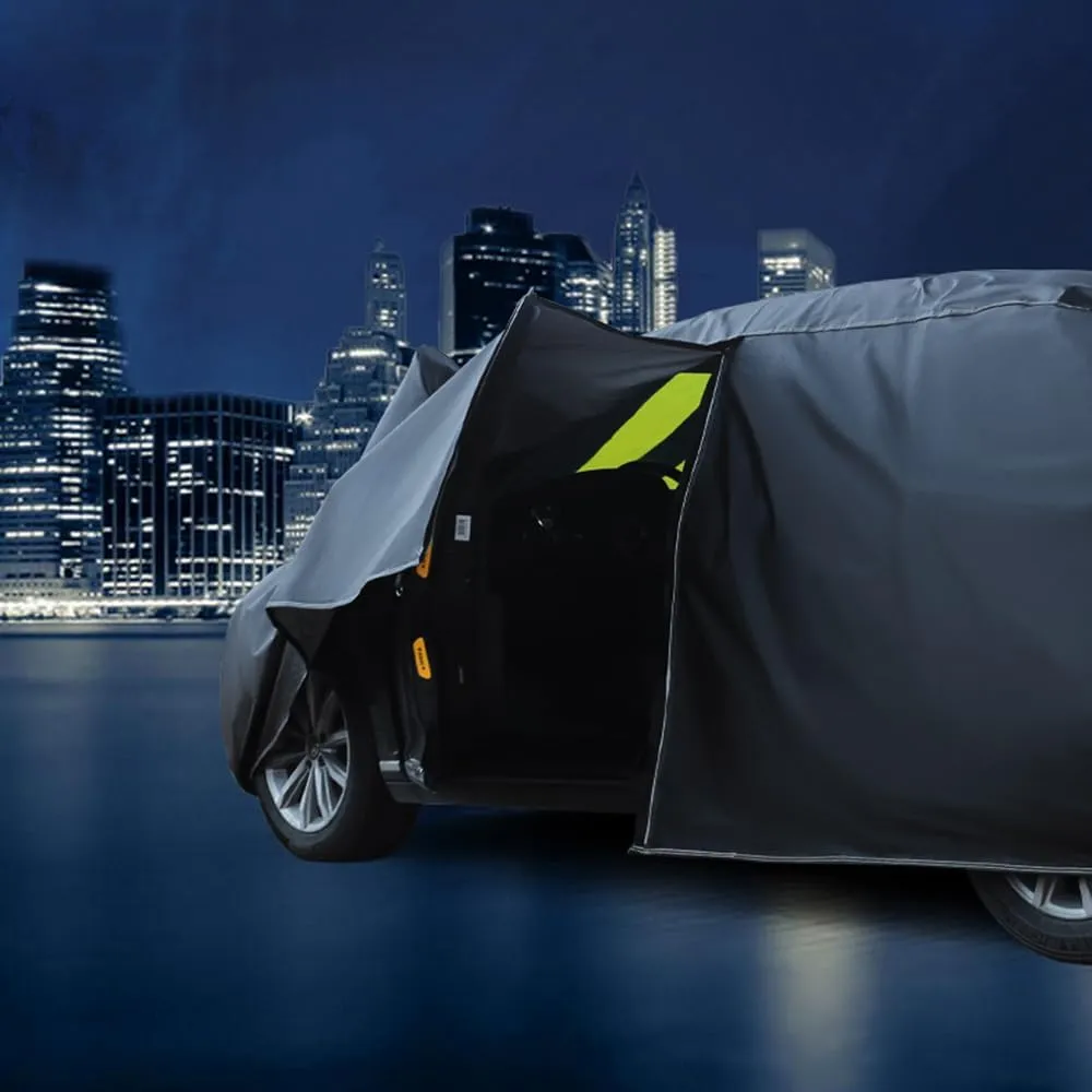 Car Cover for Nissan Micra K13 Visia First/Acenta/Tekna 2010-2017 Custom Waterproof All Weather Rain UV Dust Protection Outdoor with Zipper Door and Cotton Lining,A