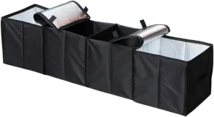 Cargo Foldable Multi Compartment Fabric Car Truck Van SUV Storage Basket Trunk Organizer and Cooler Set,Black,AK-018