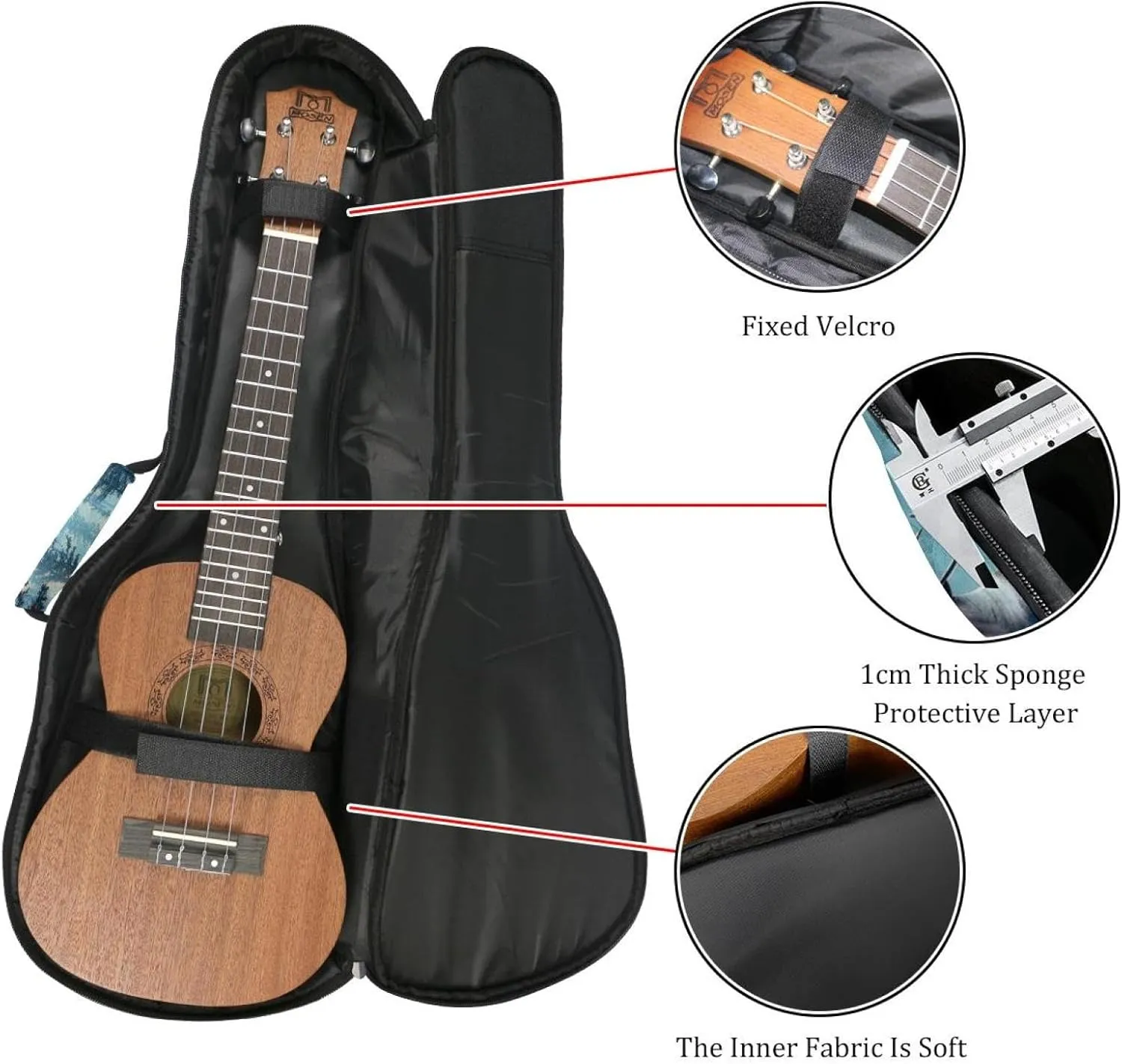 Caribou Tree Forest Ukulele Case, Padded Bag for 23 Inch Concert Ukulele, Waterproof & Durable