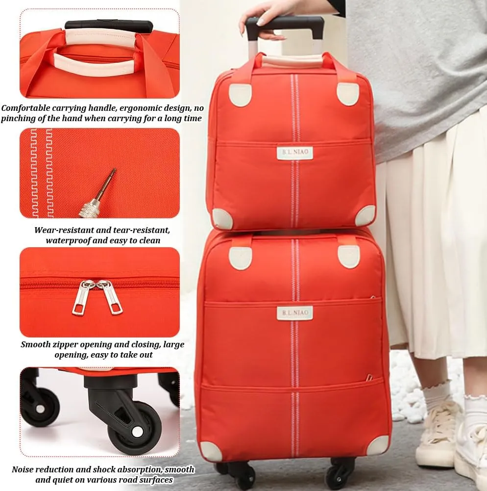 Carry On Luggage Set, 18" 14" Lightweight Airline Approved Carry On Suitcase with Spinner Wheels, Durable Luggage with Duffel Bag for Business and Travel, Blue