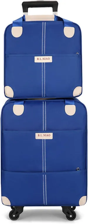 Carry On Luggage Set, 18" 14" Lightweight Airline Approved Carry On Suitcase with Spinner Wheels, Durable Luggage with Duffel Bag for Business and Travel, Blue