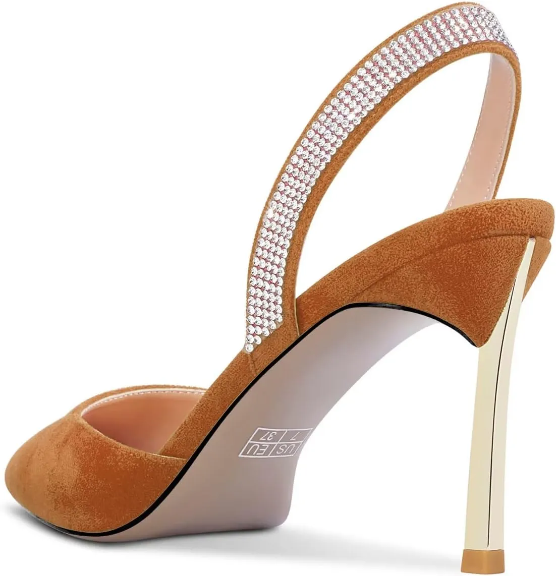 Castamere Women High Stiletto Heel Diamond Crystal Pointed Toe Pumps Slingback Slip-on Suede 8.5 CM Shoes