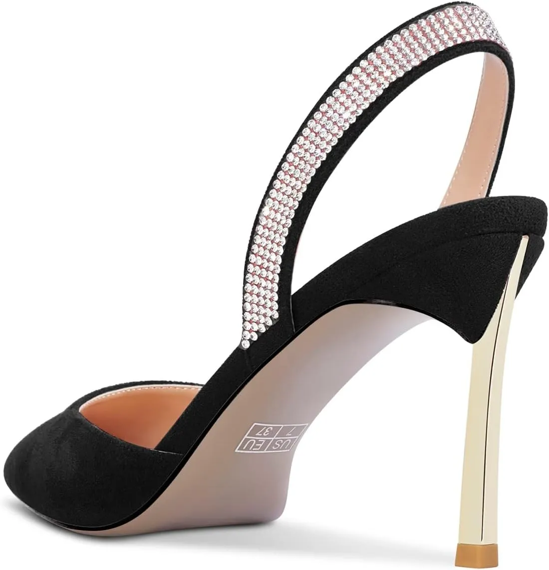 Castamere Women High Stiletto Heel Diamond Crystal Pointed Toe Pumps Slingback Slip-on Suede 8.5 CM Shoes