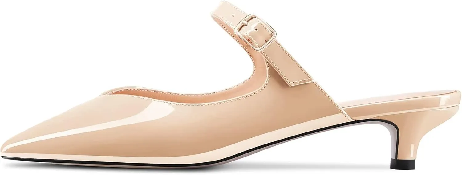 Castamere Women Low Kitten Heel Square Toe Slip-on Pumps Wedding Dress 1.2 Inches Heels
