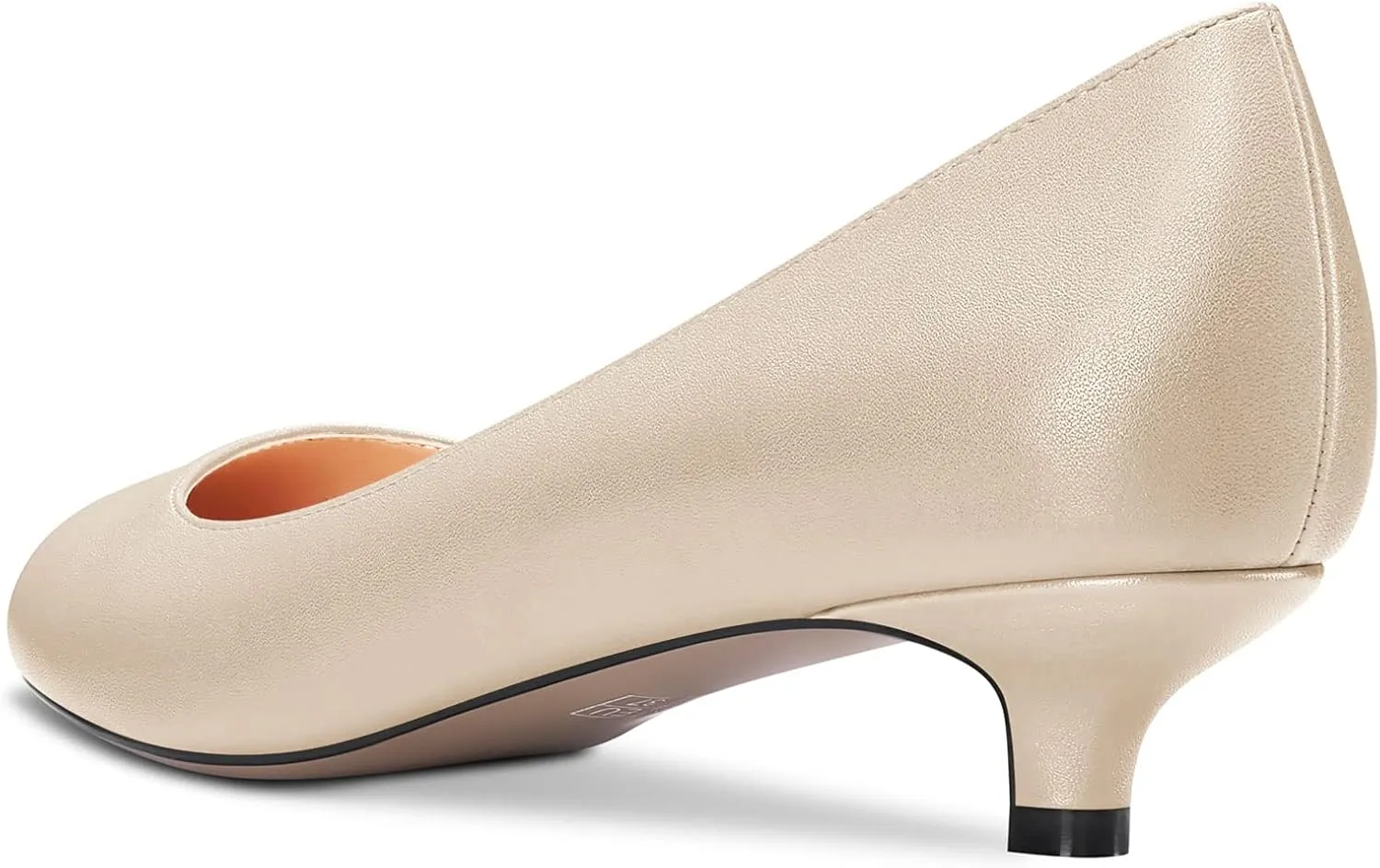 Castamere Women Stiletto Low Kitten Heel Round Toe Pumps Slip-on Cute Office 1.4 Inches Heels Shoes