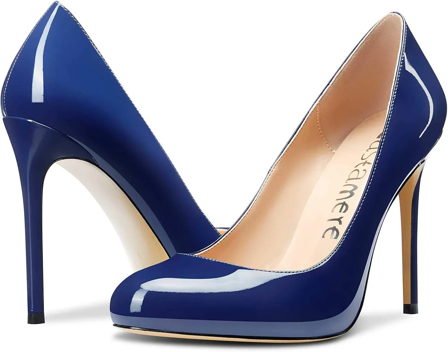 Castamere Womens Round Toe High Heels Pumps Slip On Stilettos 10CM Heel