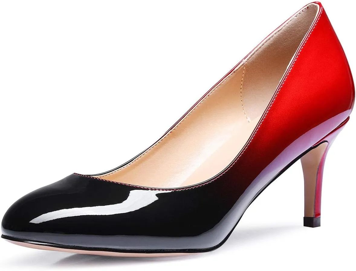 Castamere Womens Round Toe Pumps Stiletto Mid Heels Office Slip-on 6CM Heels