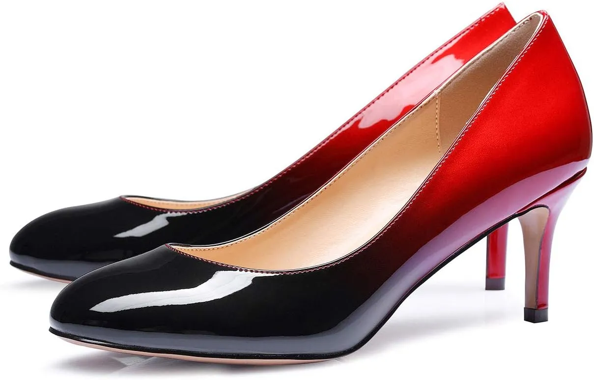 Castamere Womens Round Toe Pumps Stiletto Mid Heels Office Slip-on 6CM Heels