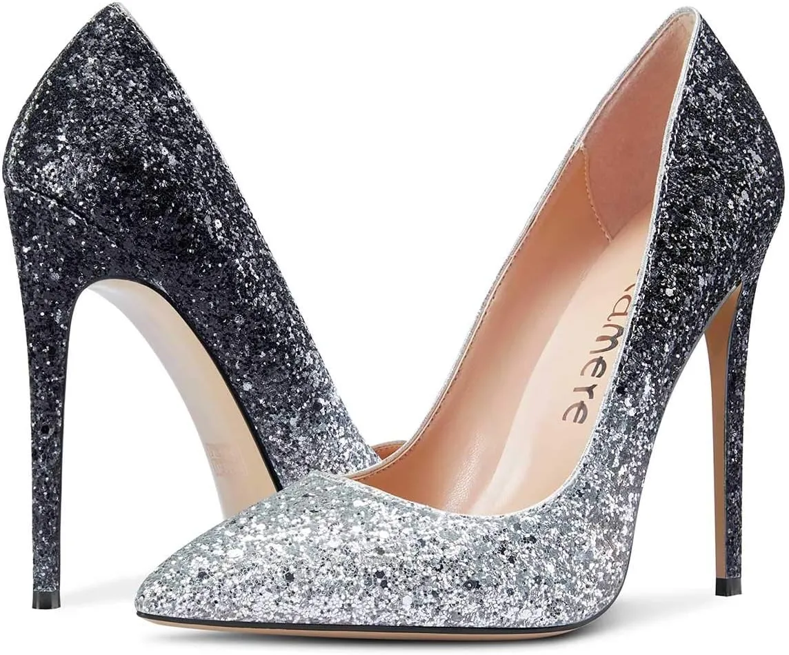 Castamere Womens Sky High Heels Basic Pumps Pointed-Toe Slip-On Stilettos 12CM Heel Shoes