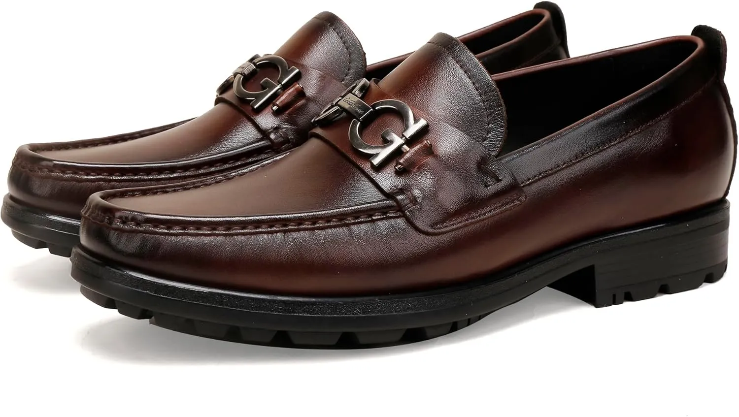 Casual Dress Shoes for Men, Premium Formal Buckle Dress Loafers Business Slip-on Penny Loafer for Mens