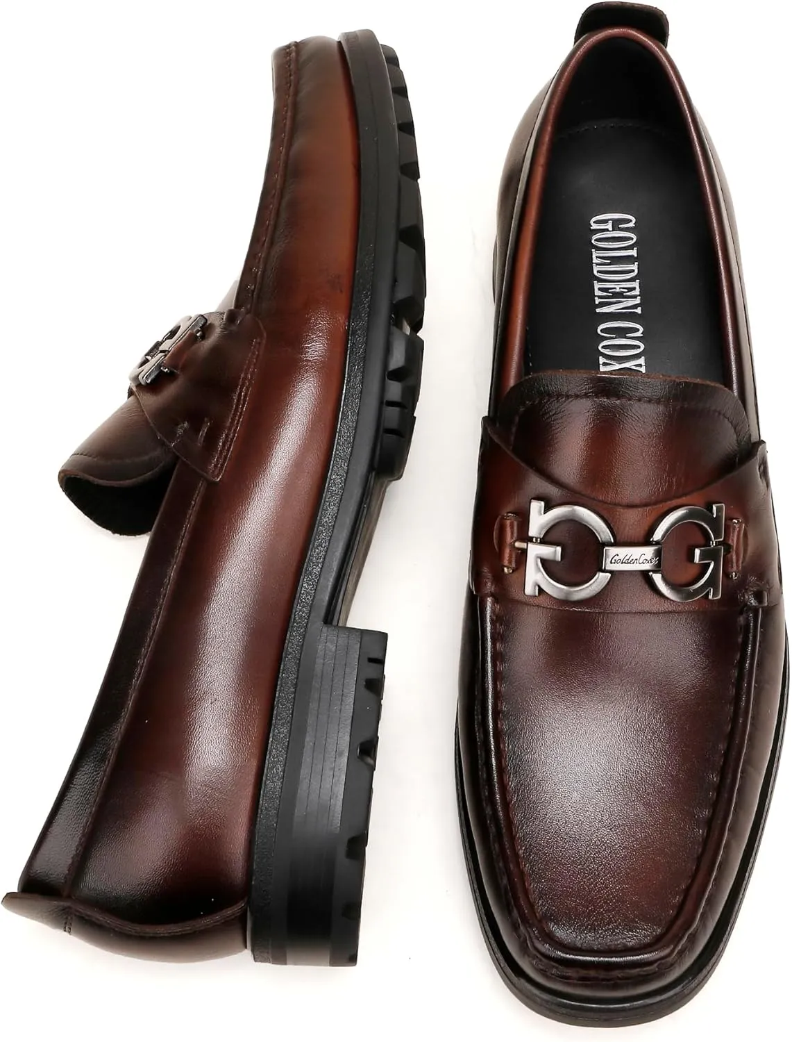 Casual Dress Shoes for Men, Premium Formal Buckle Dress Loafers Business Slip-on Penny Loafer for Mens