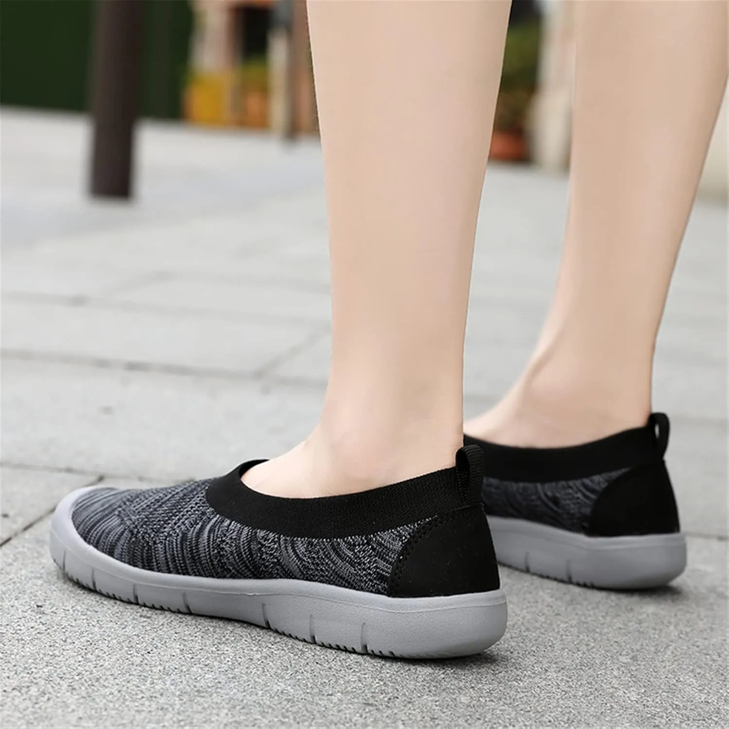 ChicWind Women's Easy Slip on Sock Shoes Round Toe Mesh Nurse Flat Sneakers Work Loafers