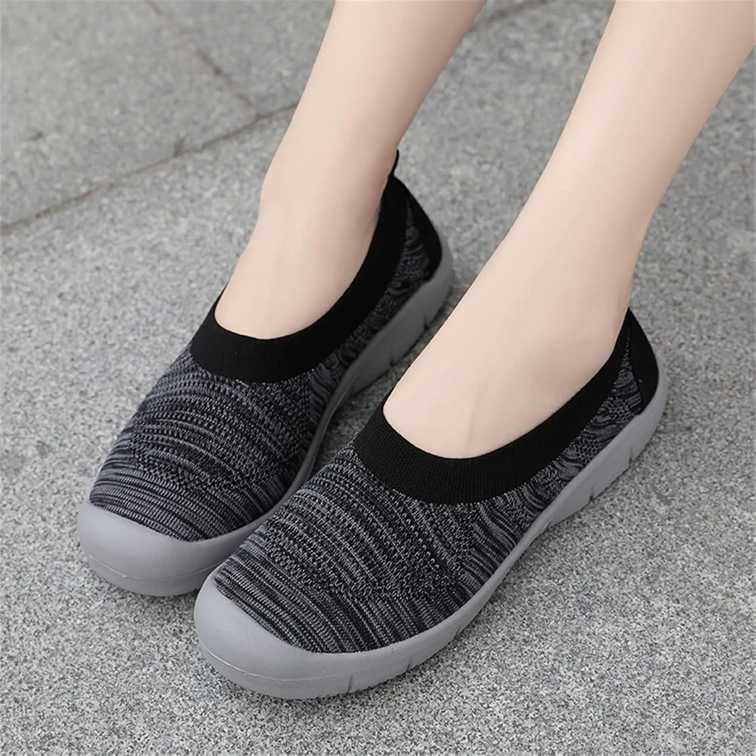 ChicWind Women's Easy Slip on Sock Shoes Round Toe Mesh Nurse Flat Sneakers Work Loafers