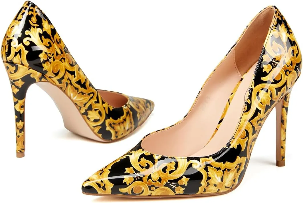 China Doll Shoes - Oriental Print Snake Skin Pumps, Pointed Toe Stiletto Heels, Classic Floral Designs, Comfortable Chinoiserie Dress Shoes