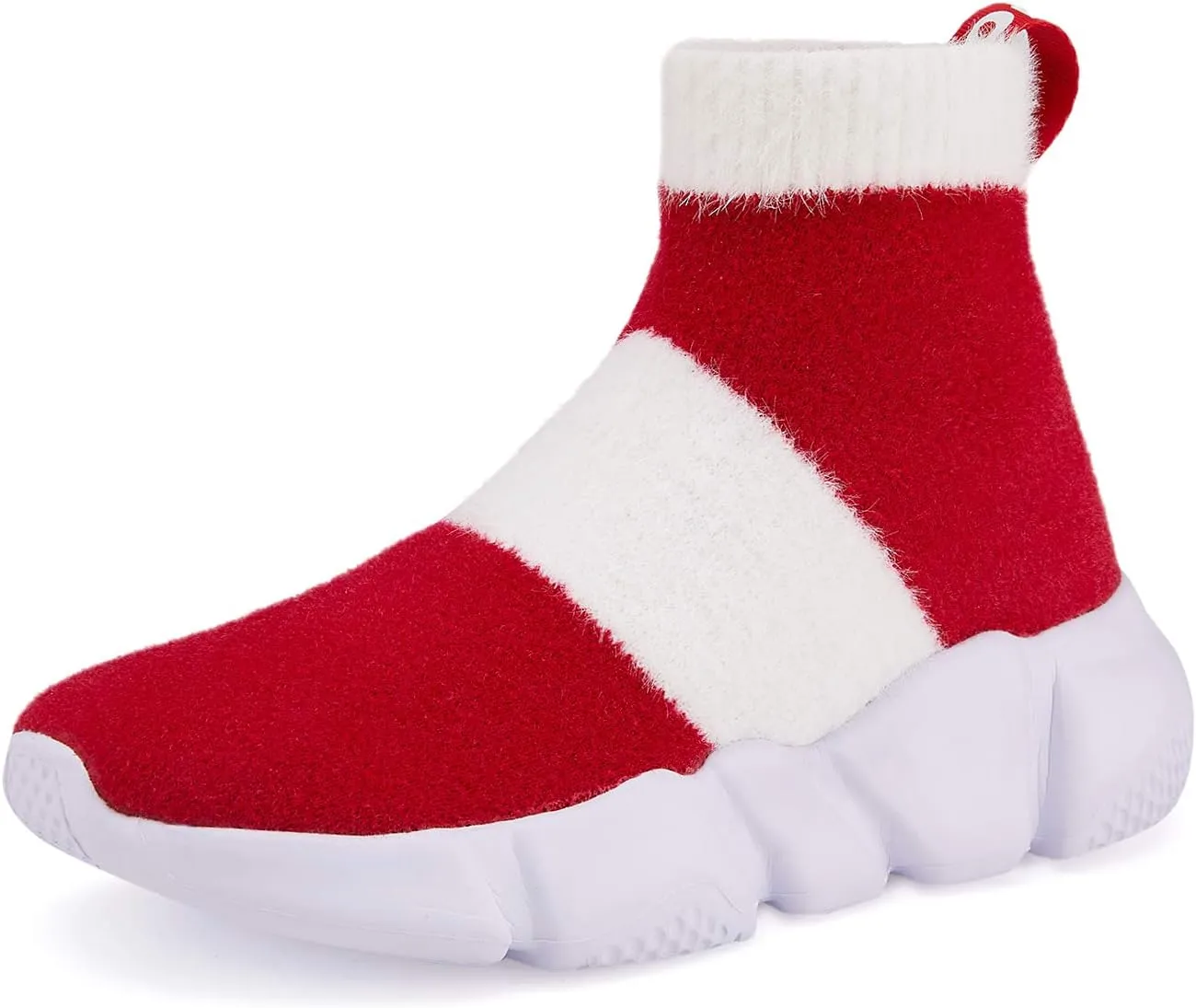 CHUI Boys Girls Breathable Sneakers Mesh Lightweight Easy Walk Casual Slip-On Athletic Running Walking Shoes (Little Kid/Big Kid) Red &White Size 13 M US