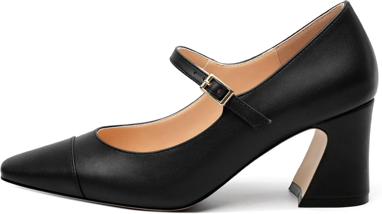 Chunky Block Heels for Women Square Patent Mary Jane Closed Toe Slip On Pumps Party Dress Wedding Shoes 2.5Inch