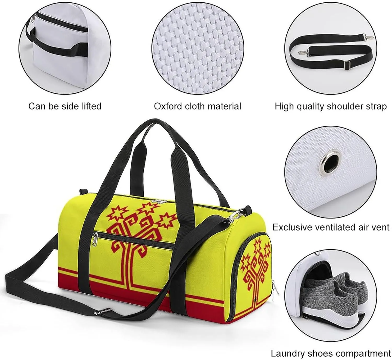 Chuvashia Flag Duffel Bag for Men Women with Shoe Compartment Weekender Tote