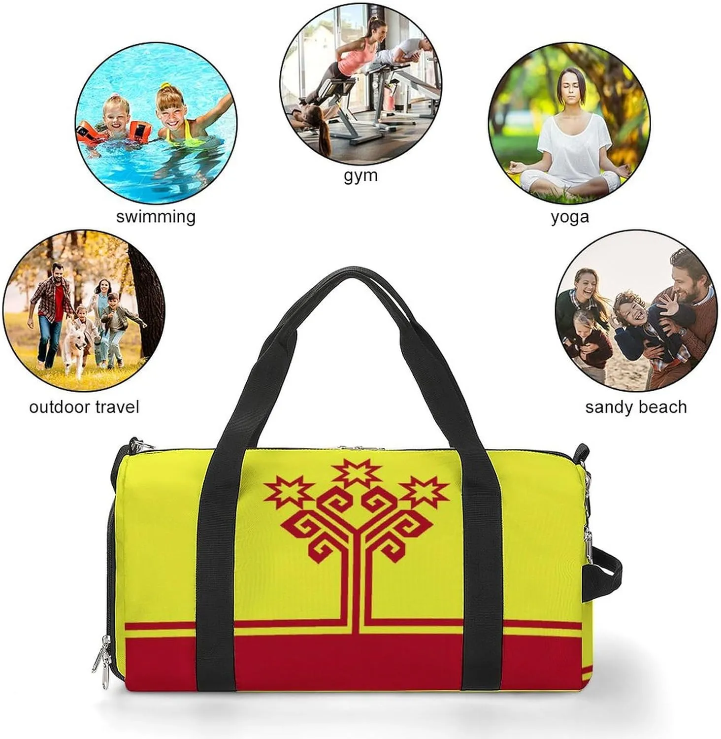 Chuvashia Flag Duffel Bag for Men Women with Shoe Compartment Weekender Tote