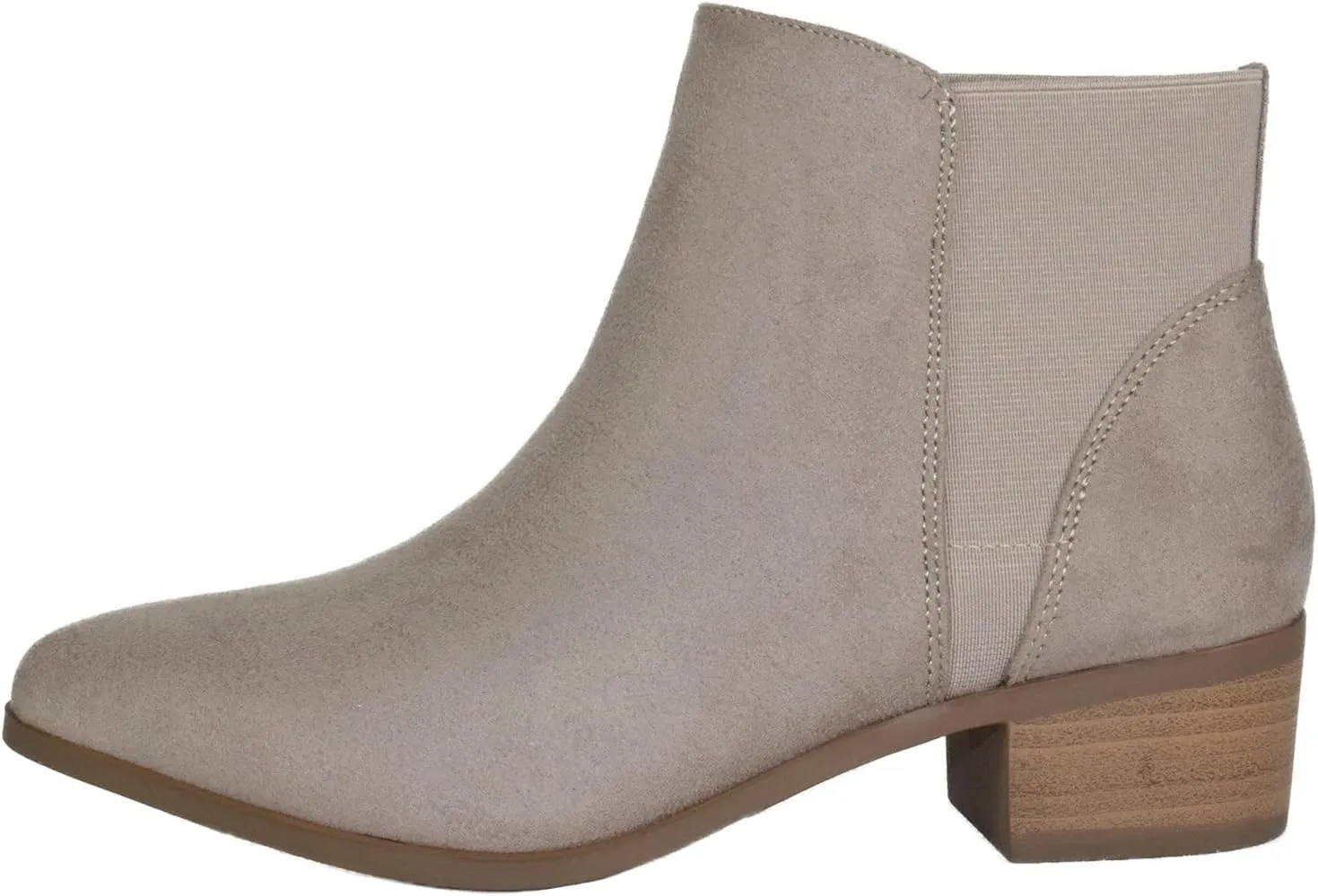 CITYCLASSIFIED Women Ankle Boots Elastic Sides Slip-On Booties Block Heel Pointed Toe Jocelyn-S