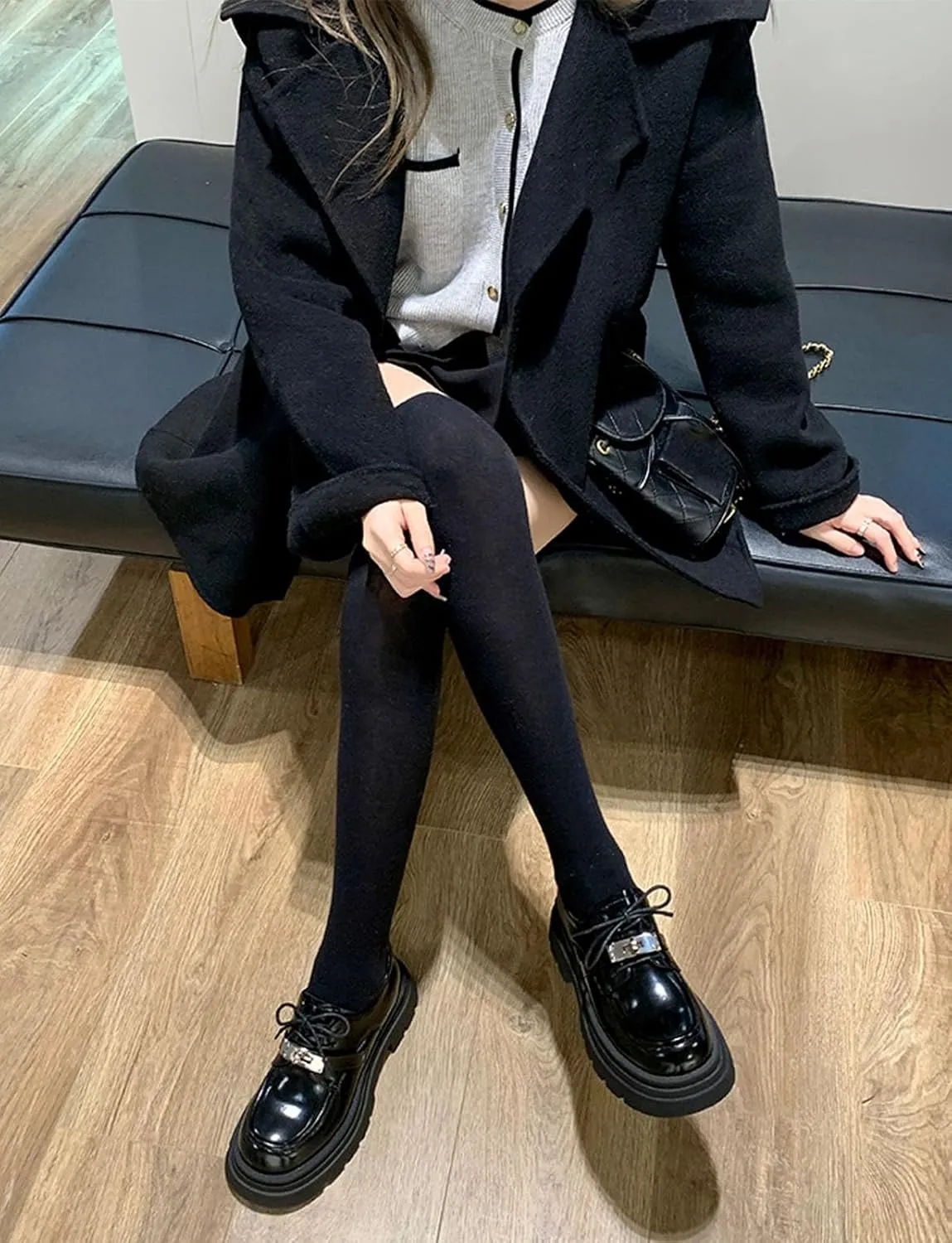 Classic Platform Oxfords for Women,Chunky Patent Leather Lace Up Oxford Shoes,Business Comfortable Soft Office Dress Shoes
