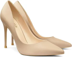 COLETER Women's 4 Inch Pumps Pointy Toe Wedding Dress Shoes Slip on Stiletto Pumps