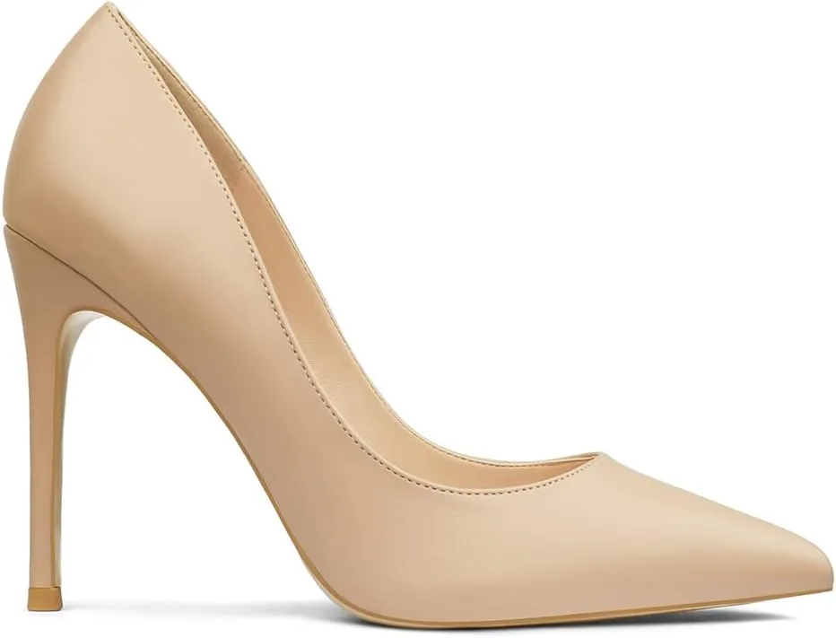COLETER Women's 4 Inch Pumps Pointy Toe Wedding Dress Shoes Slip on Stiletto Pumps
