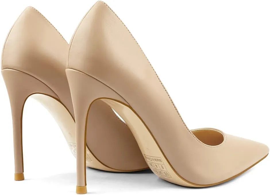COLETER Women's 4 Inch Pumps Pointy Toe Wedding Dress Shoes Slip on Stiletto Pumps