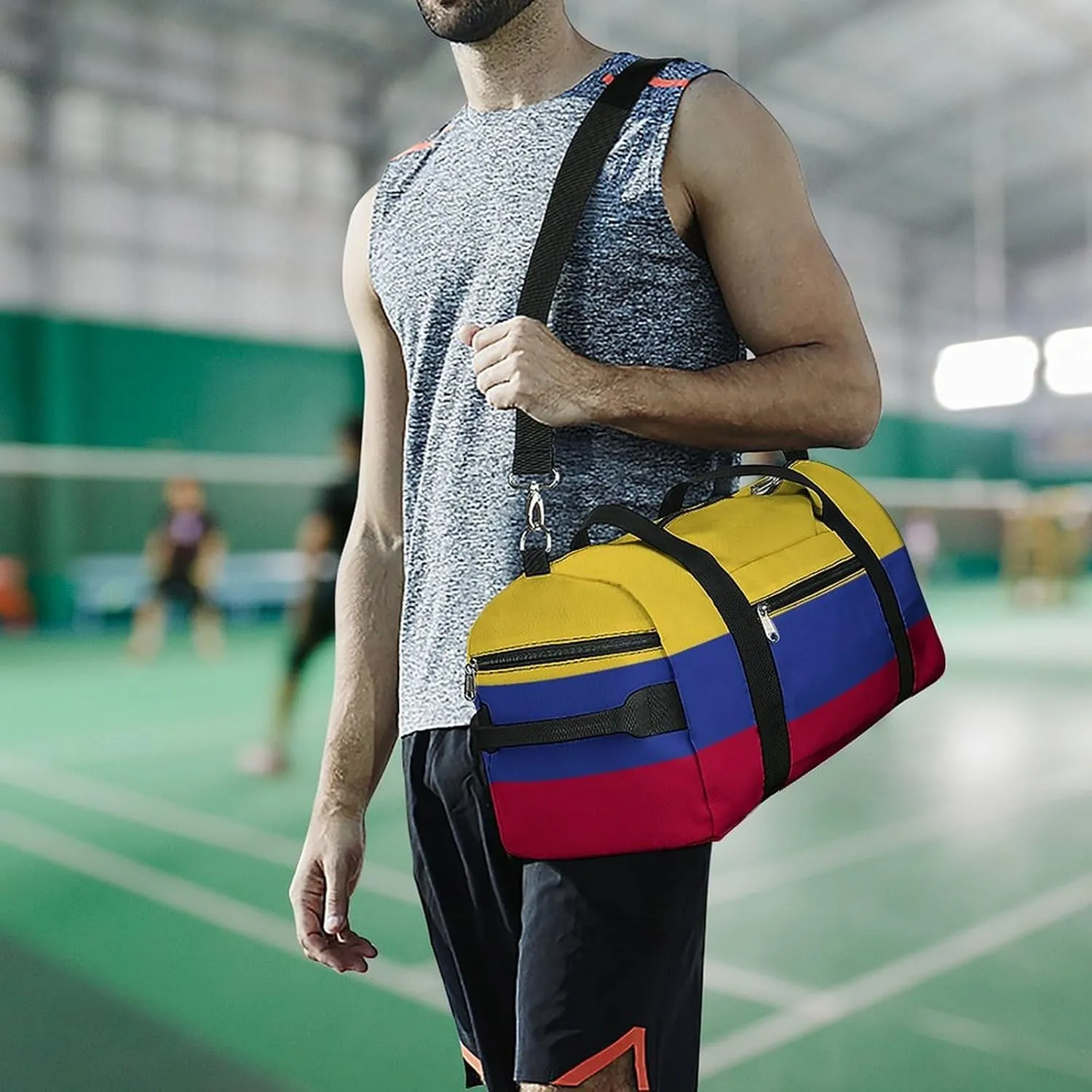 Colombia Flag Travel Gym Bag with Shoe Compartment Waterproof Weekender for Sports Yoga Beach
