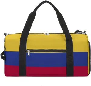 Colombia Flag Travel Gym Bag with Shoe Compartment Waterproof Weekender for Sports Yoga Beach