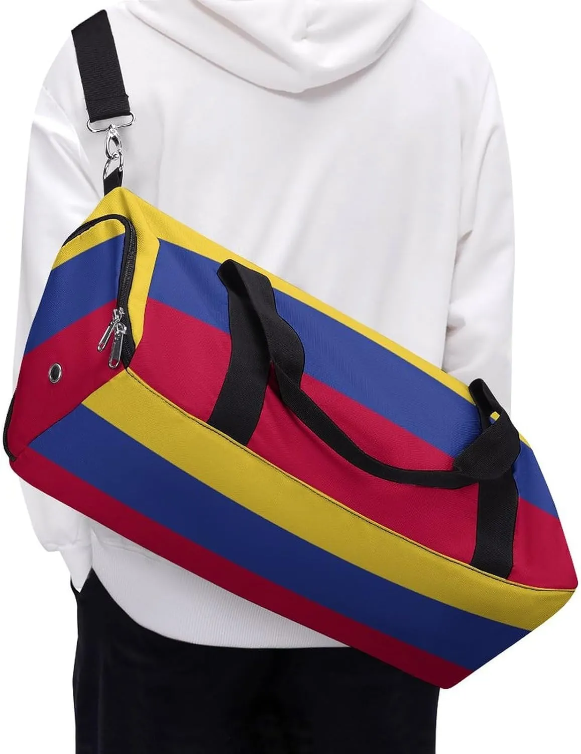 Colombia Flag Travel Gym Bag with Shoe Compartment Waterproof Weekender for Sports Yoga Beach