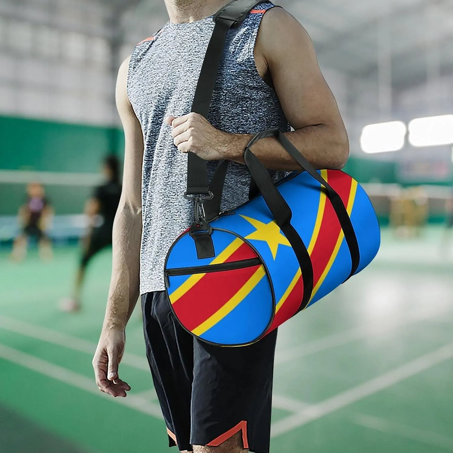 Congo Flag Waterproof Gym Duffel for Men Women Sports Travel Tote Bag