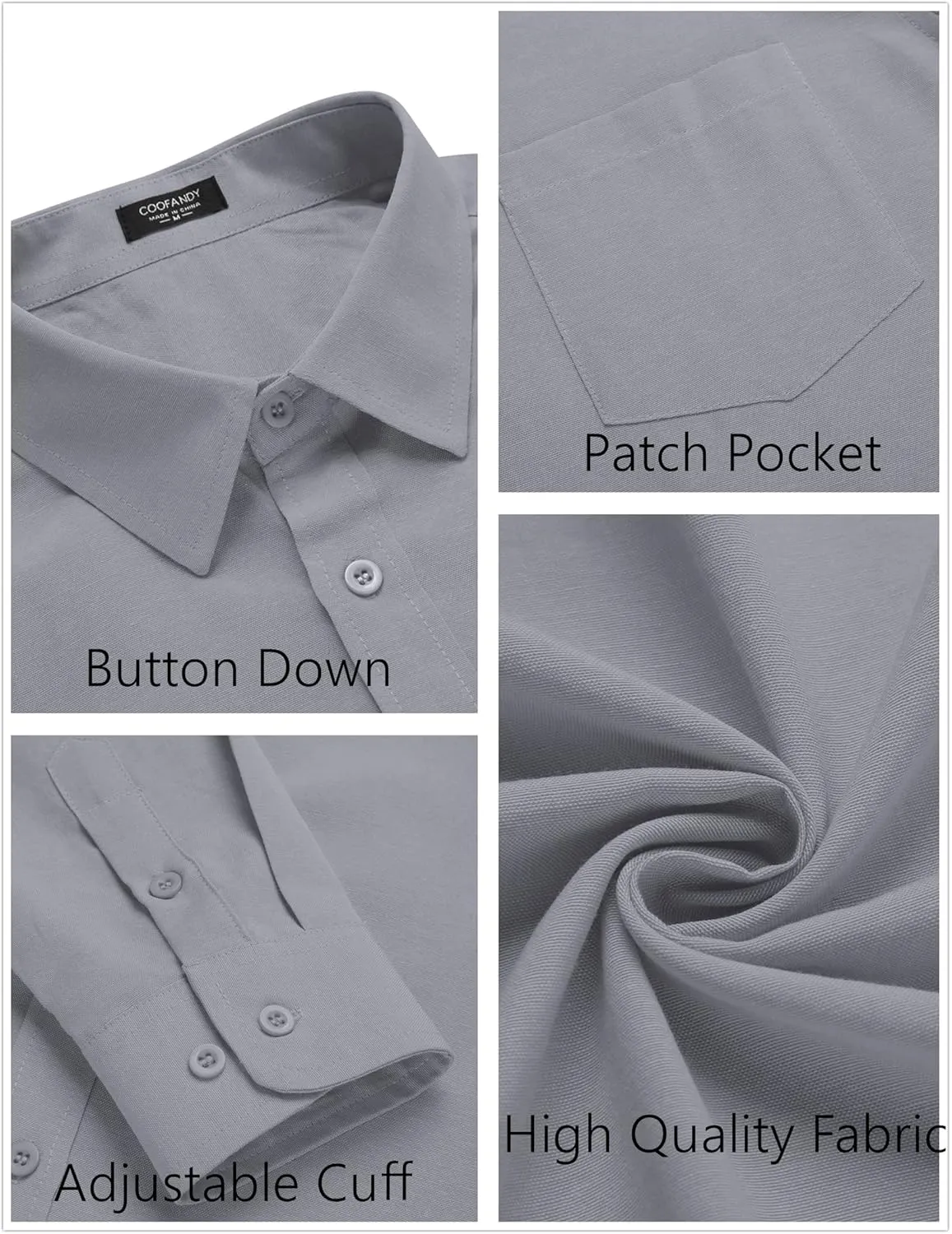 COOFANDY Men's Long Sleeve Button Down Shirt Casual Untucked Regular-Fit Oxford Dress Shirts