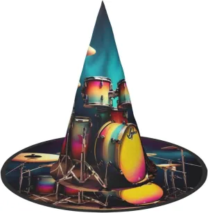 Cool Drums Set Trendy Halloween Witch Hat For Women - Ultimate Party Hat For Best Halloween Costume Ensemble