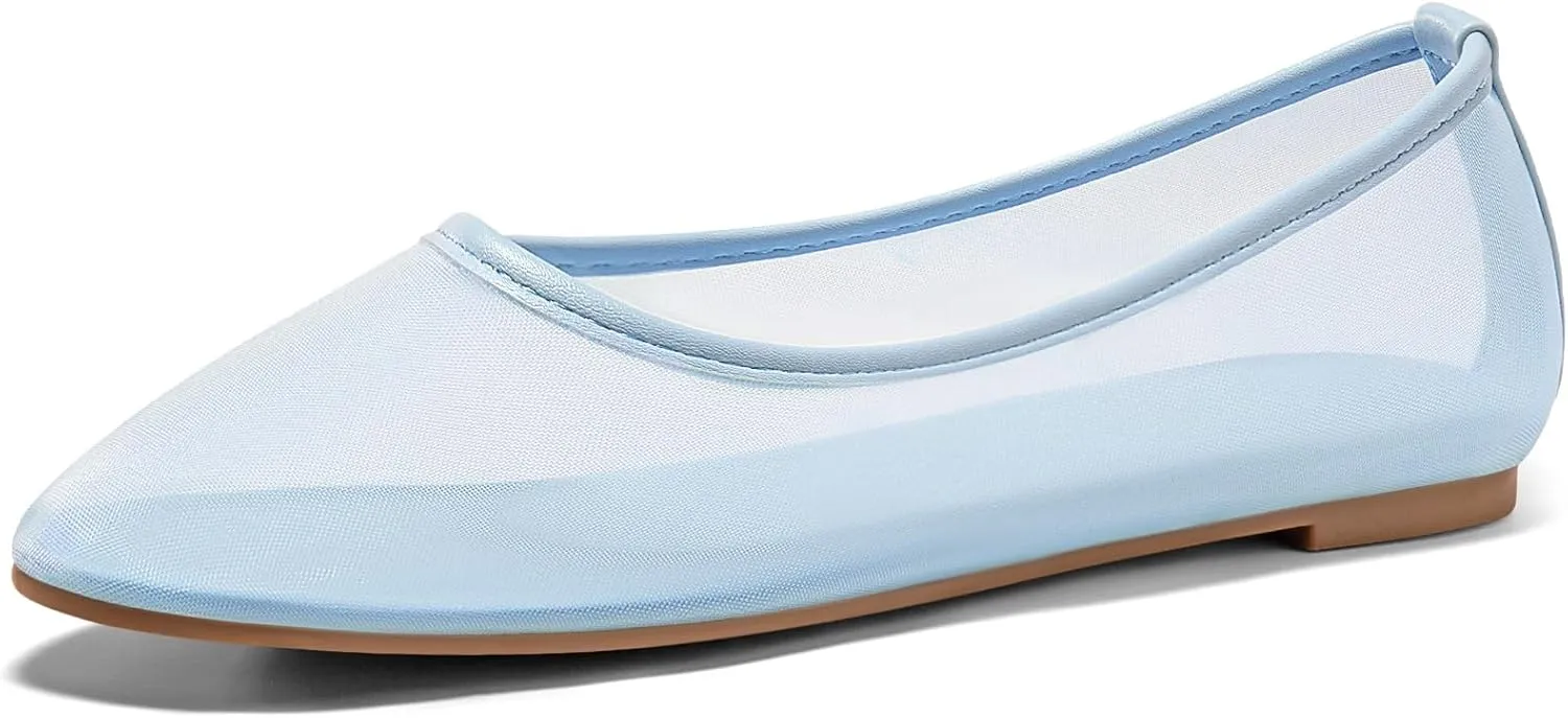 Coutgo Womens Mesh Ballet Flats Slip on Ballerina Flats Comfortable Casual Work Dress Shoes