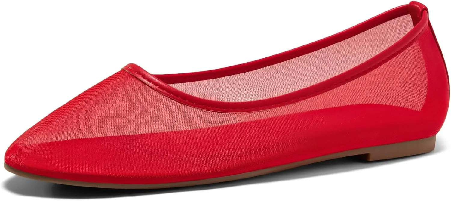 Coutgo Womens Mesh Ballet Flats Slip on Ballerina Flats Comfortable Casual Work Dress Shoes