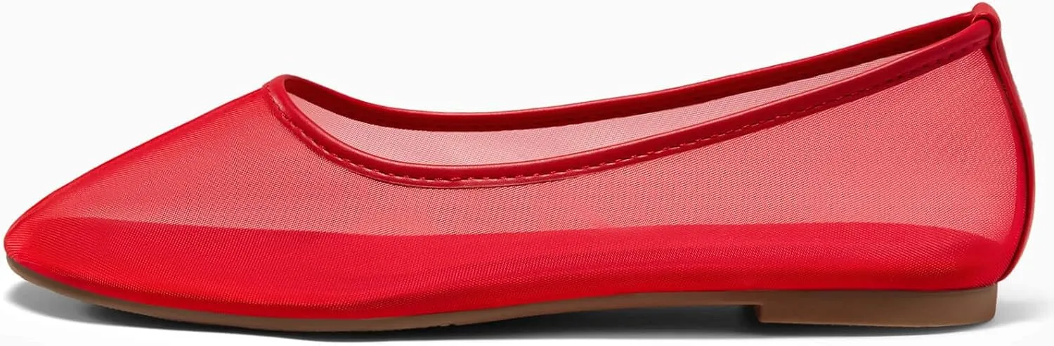 Coutgo Womens Mesh Ballet Flats Slip on Ballerina Flats Comfortable Casual Work Dress Shoes