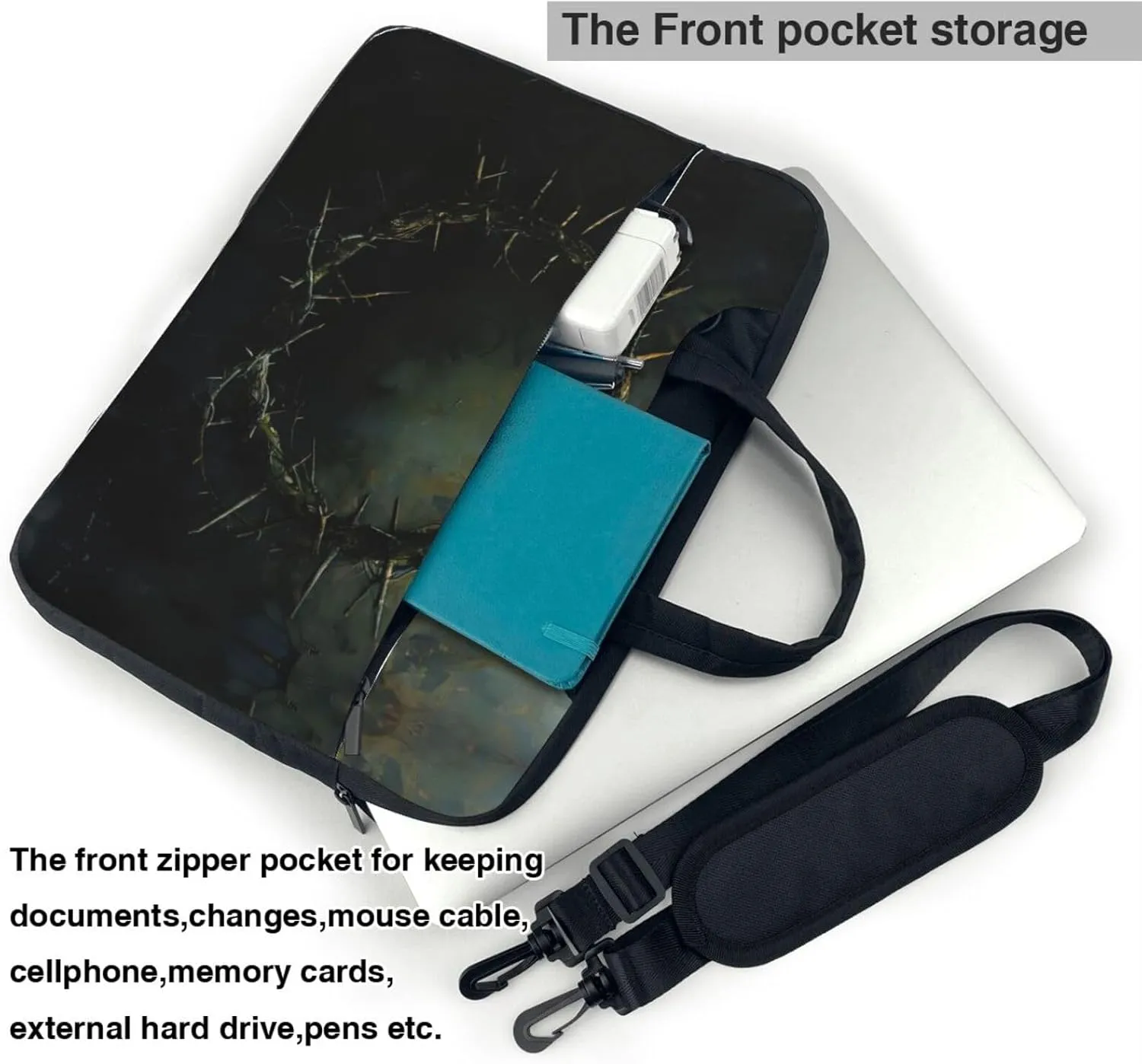 Crown of thorns Print Trendy Oxford Cloth Laptop Bag - Versatile Laptop Case,Messenger Bag, Shoulder Bag