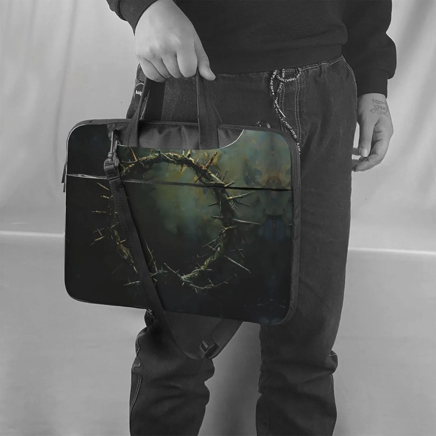 Crown of thorns Print Trendy Oxford Cloth Laptop Bag - Versatile Laptop Case,Messenger Bag, Shoulder Bag