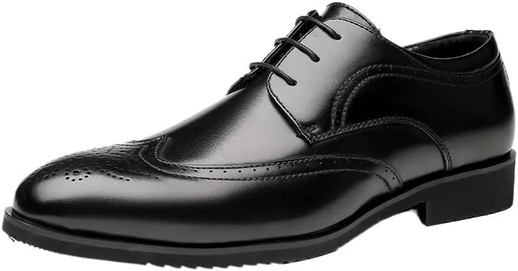 CSCDD Men's Breathable Printed Waxed Lace-up Leather Shoes Low-top Soft Sole Non-Slip Comfortable Suitable for Daily Commuting Business Parties Weddings