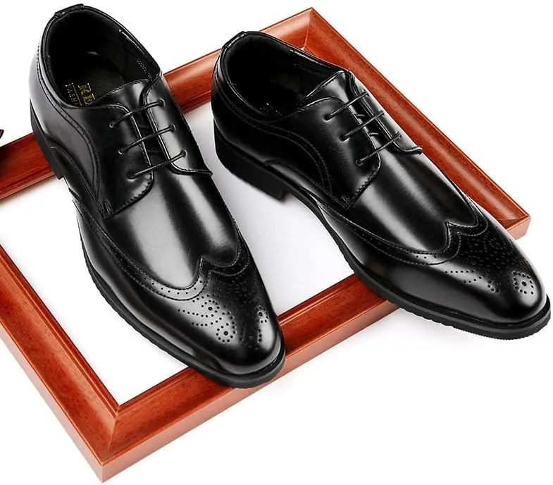 CSCDD Men's Breathable Printed Waxed Lace-up Leather Shoes Low-top Soft Sole Non-Slip Comfortable Suitable for Daily Commuting Business Parties Weddings