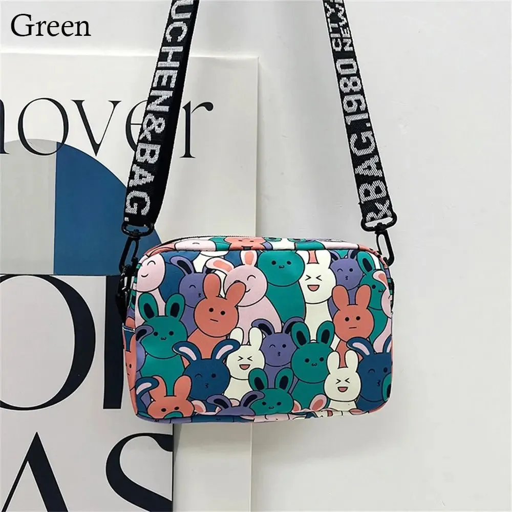 Cute Cartoon Rabbit Oxford Bag – Small Square, Large Capacity Shoulder & Messenger Bag for Women and Girls.