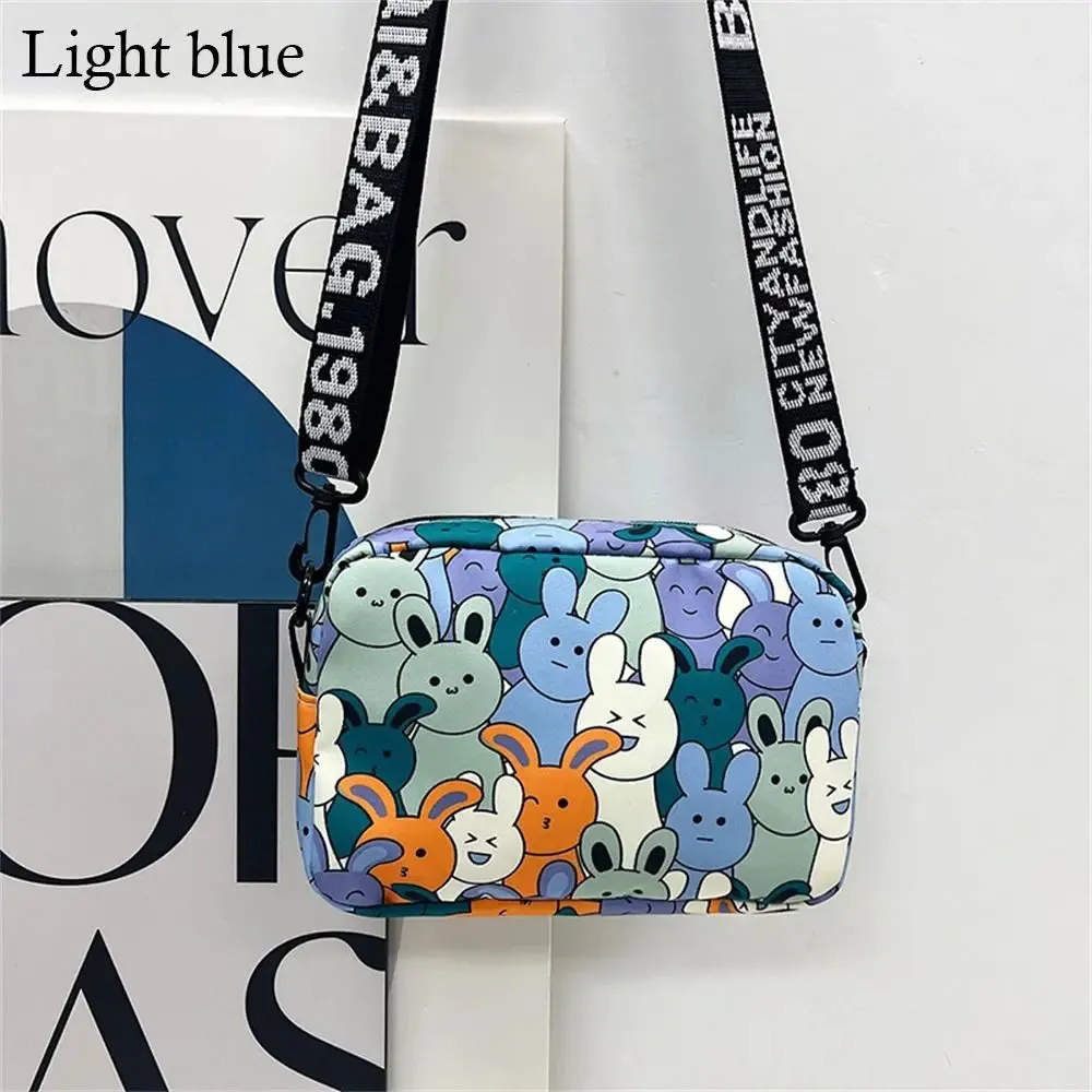 Cute Cartoon Rabbit Oxford Bag – Small Square, Large Capacity Shoulder & Messenger Bag for Women and Girls.